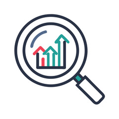 Magnifying Glass with Arrows Icon Representing Search and Exploration of Information