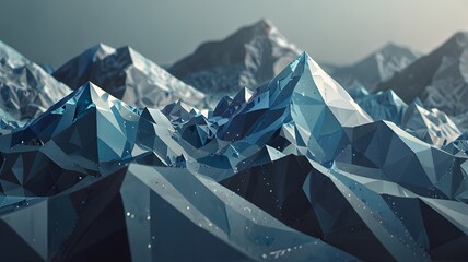 Crystal Mountains Low Poly Landscape Digital Art