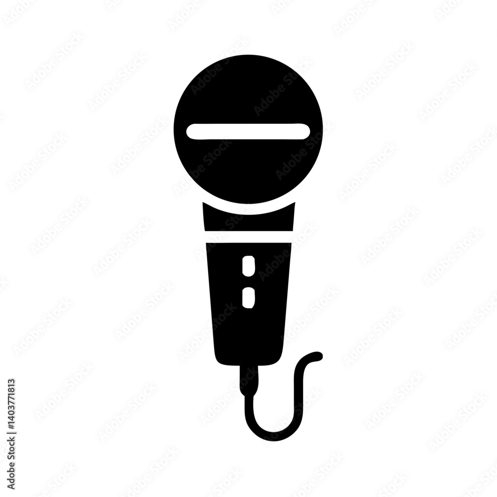 Poster microphone icon representing broadcasting and live audio recording
