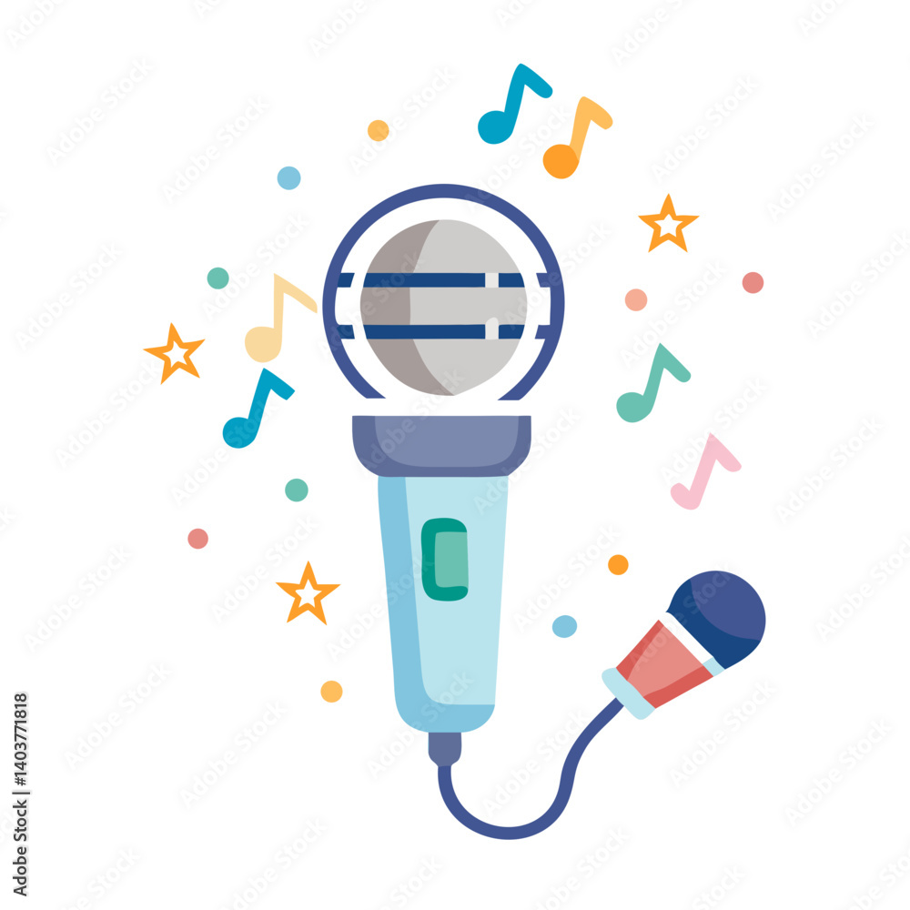 Poster Microphone with Sparkles Icon Representing Singing and Musical Performance