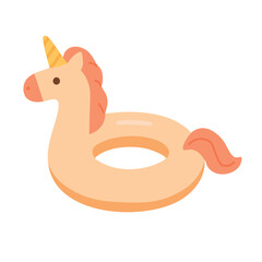 Funny inflatable unicorn swim ring for summer pool fun, beach relaxation and water play. © exxxistence