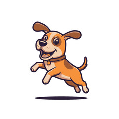 Happy cartoon dog jumping with joy