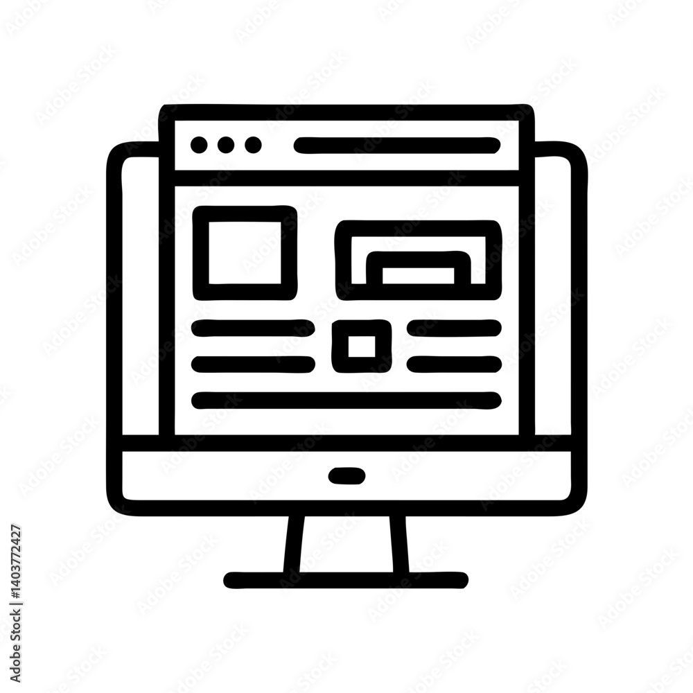 Poster Monitor with UI Layout Icon Representing Website Design and Front-End Development