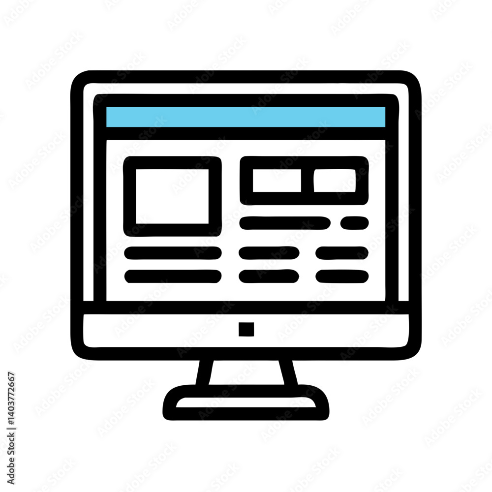 Poster Monitor with UI Layout Icon Representing Website Design and Front-End Development