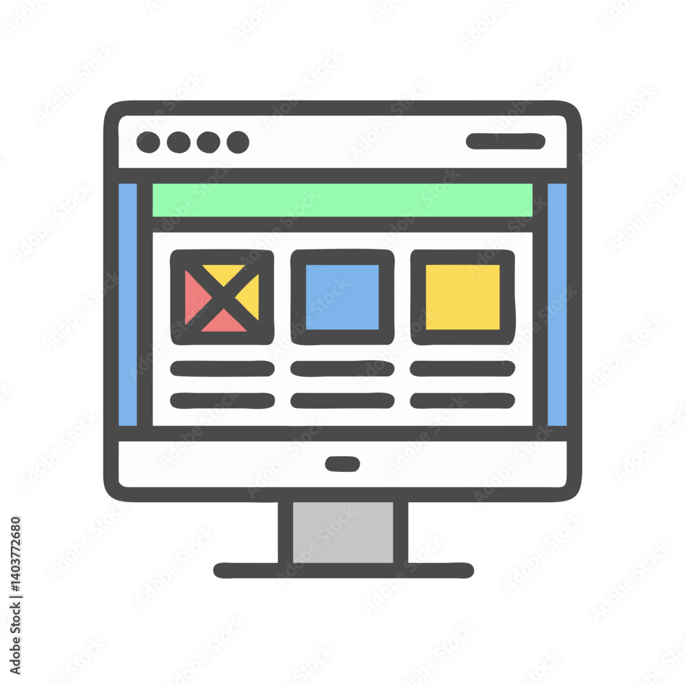 Poster Monitor with UI Layout Icon Representing Website Design and Front-End Development