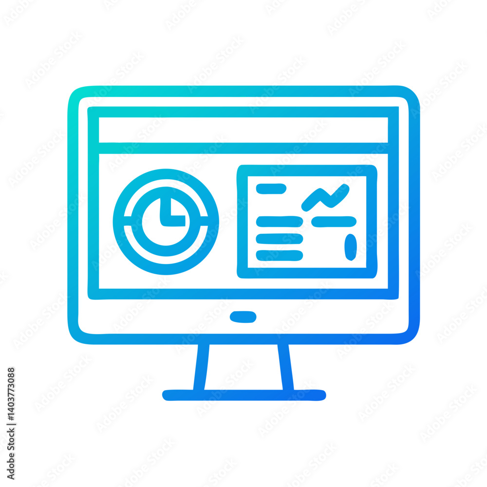 Poster Monitor with User Interface Icon Representing Digital Dashboard and Screen-Based Interaction