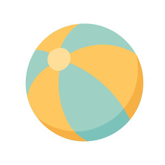 Colorful inflatable beach ball in cartoon flat style, isolated summer toy illustration for vacation or kids fun.