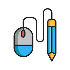 Mouse and Pencil Icon Representing Early Digital Drawing and Creative Learning Tools