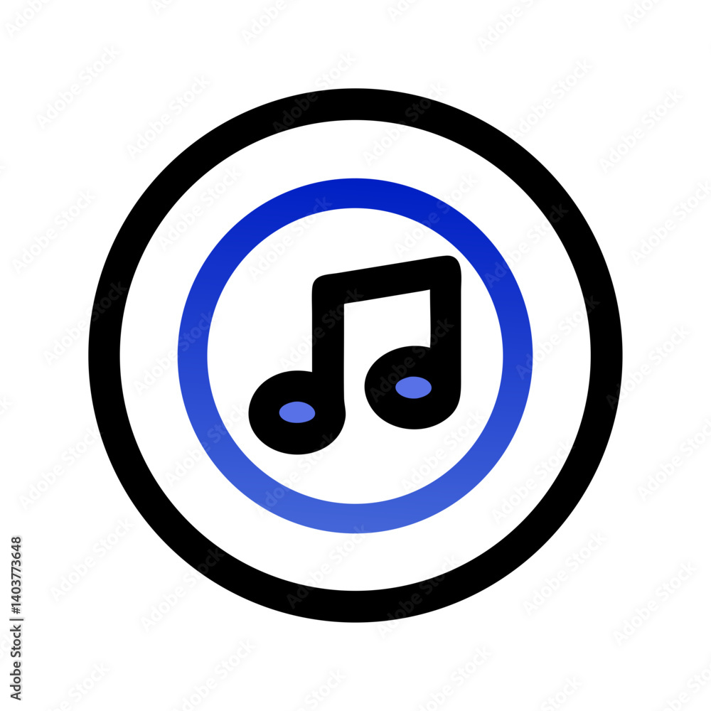 Poster music note in circle icon representing audio and sound playback