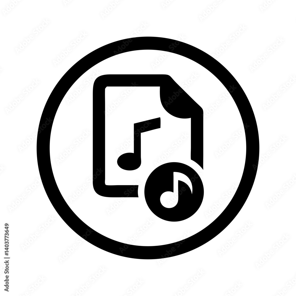 Poster music note in circle icon representing audio and sound playback