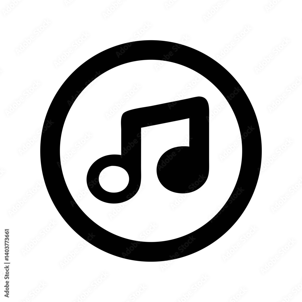 Poster music note in circle icon representing audio and sound playback