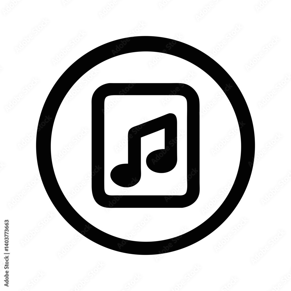 Poster music note in circle icon representing audio and sound playback