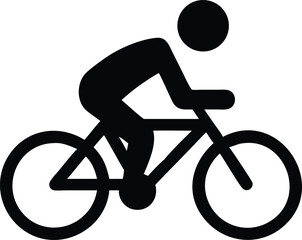 Bicycle Icon Black Silhouette on Transparent Background, Cyclist, Flat Design