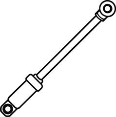 Black outline of hydraulic cylinder on transparent background