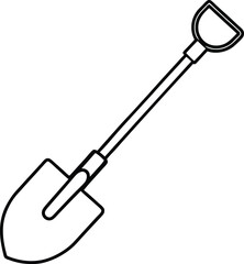 Simple Black Outline of Hand Trowel Isolated on a Transparent Background