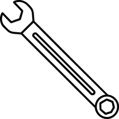Adjustable Wrench Outline Icon With Transparent Background Tool For Repair Concept