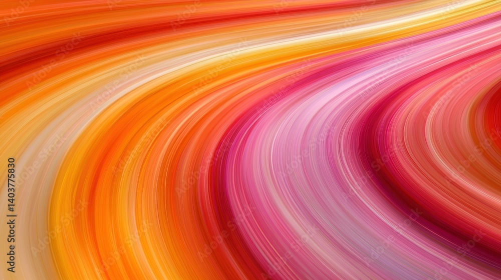 Poster abstract swirling warm hues: a vibrant digital artwork featuring dynamic curves and a gradient of wa