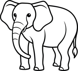 Outlined Cartoon Elephant Illustration for Coloring or Educational Materials

