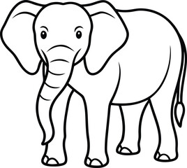 Outlined Cartoon Elephant Illustration for Coloring or Educational Materials

