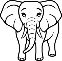 Outlined Cartoon Elephant Illustration for Coloring or Educational Materials

