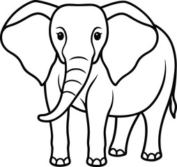 Outlined Cartoon Elephant Illustration for Coloring or Educational Materials

