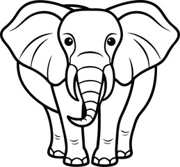Outlined Cartoon Elephant Illustration for Coloring or Educational Materials


