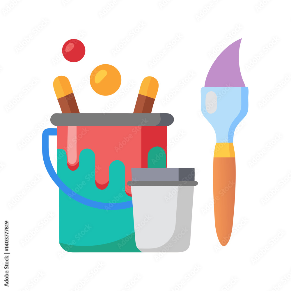 Poster paintbrush with paint bucket icon representing artistic expression and creative work