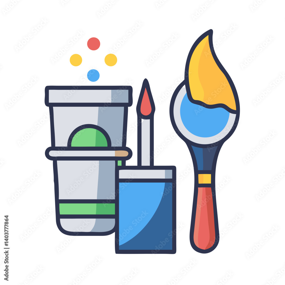 Poster paintbrush with paint bucket icon representing artistic expression and creative work