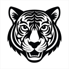Fototapeta premium Wild animal tiger head vector illustration design for a black tribal tattoo