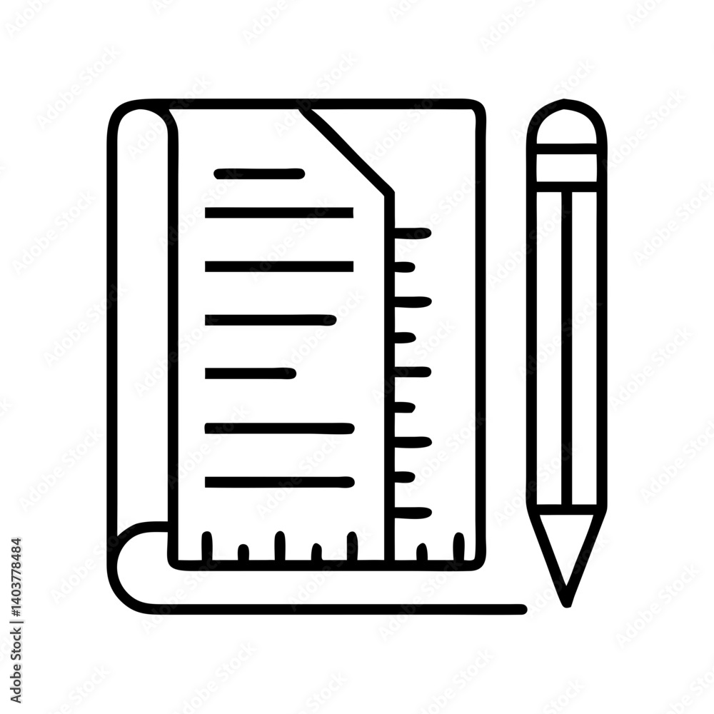 Poster Pencil and Ruler Icon Representing Technical Drawing and Precision Design
