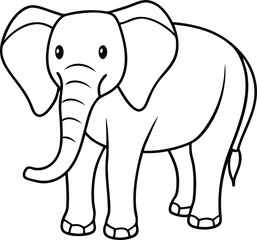 Outlined Cartoon Elephant Illustration for Coloring or Educational Materials

