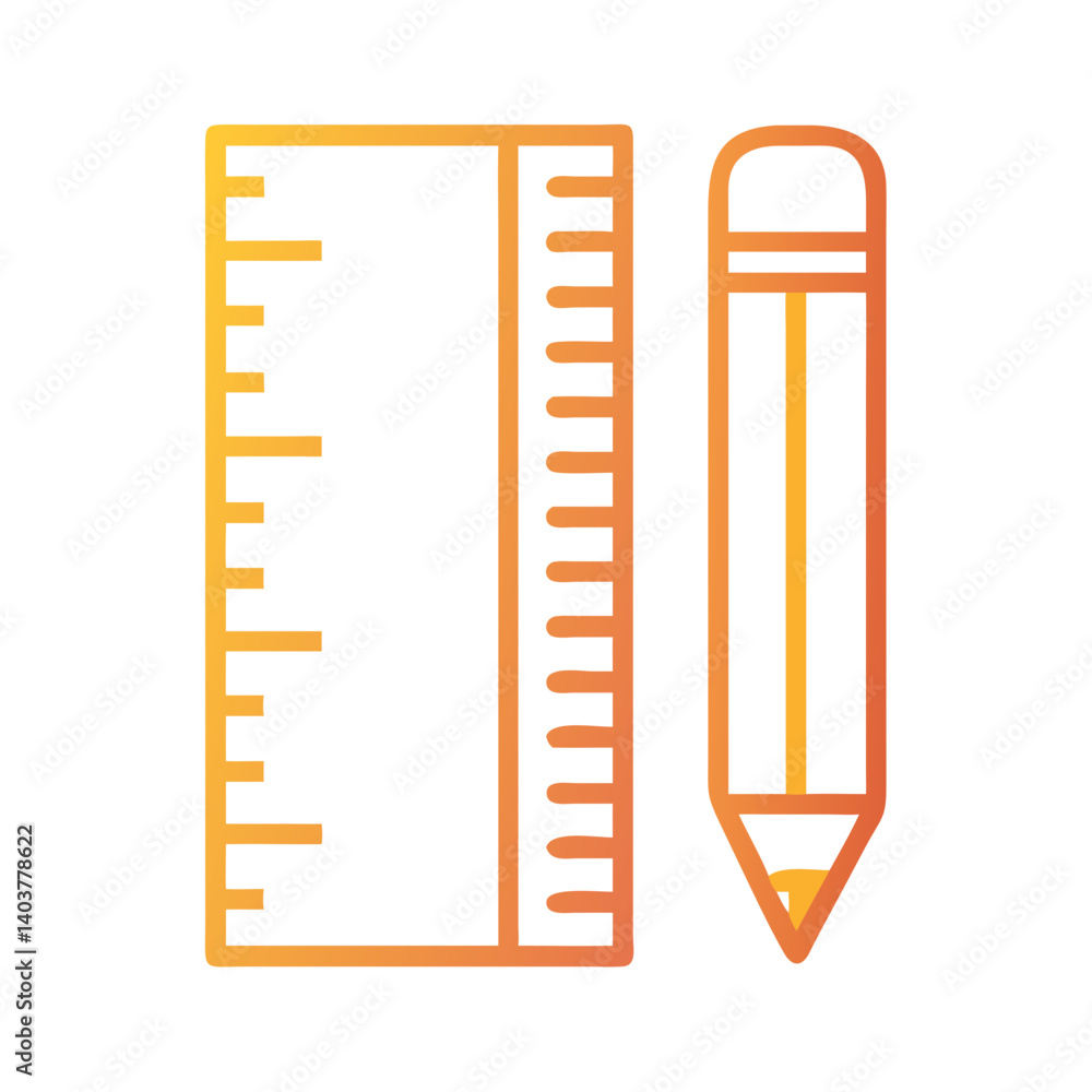 Poster Pencil and Ruler Icon Representing Technical Drawing and Precision Design