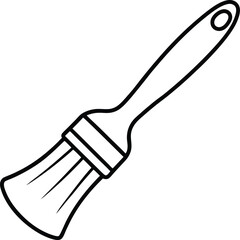 Outline of Paint Brush with Bristles and Hole Isolated on White
