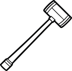 Line art mallet isolated on white background drawing of a hammer