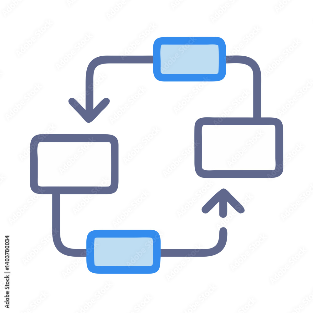 Aufkleber Process Flow Diagram Icon Representing Communication and Information Transfer