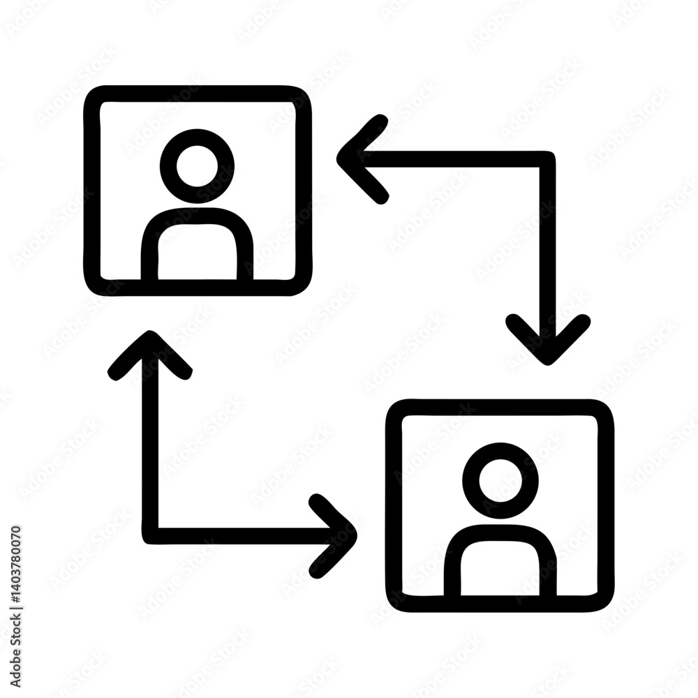Aufkleber Process Flow Diagram Icon Representing Communication and Information Transfer