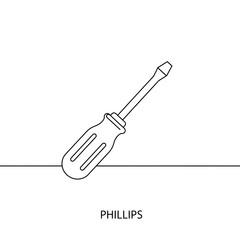Fototapeta premium Phillips Screwdriver, thin line icon, white background.&nbsp; 