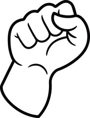 Fist Clenched Cartoon Silhouette Isolated on Transparent Background