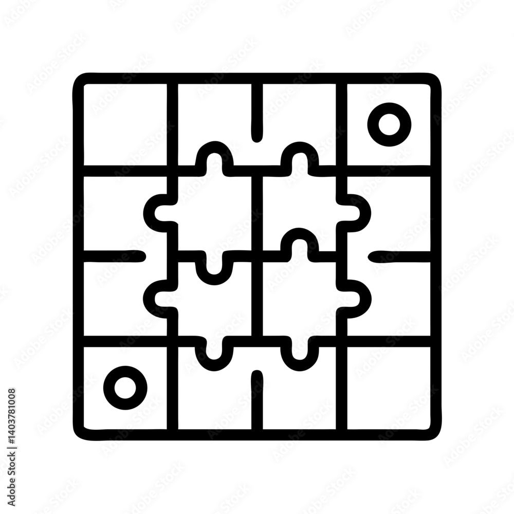 Poster puzzle grid icon representing logical thinking and structured problem solving