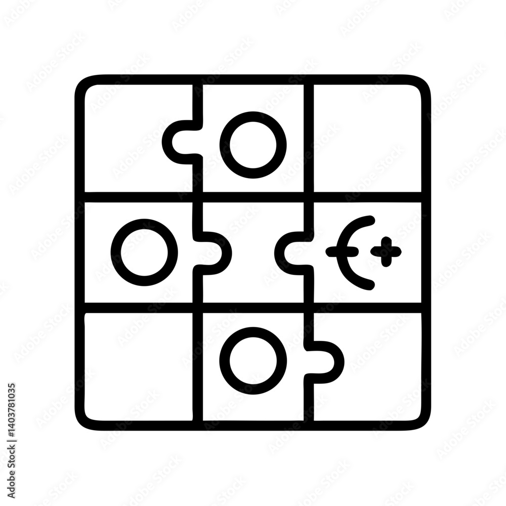 Poster puzzle grid icon representing logical thinking and structured problem solving
