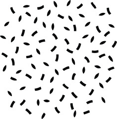 Scattered Confetti Dynamic Black Ovals & Curved Rectangles on White Seamless Backdrop