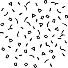 Seamless Memphis Pattern with Geometric Shapes on White Background