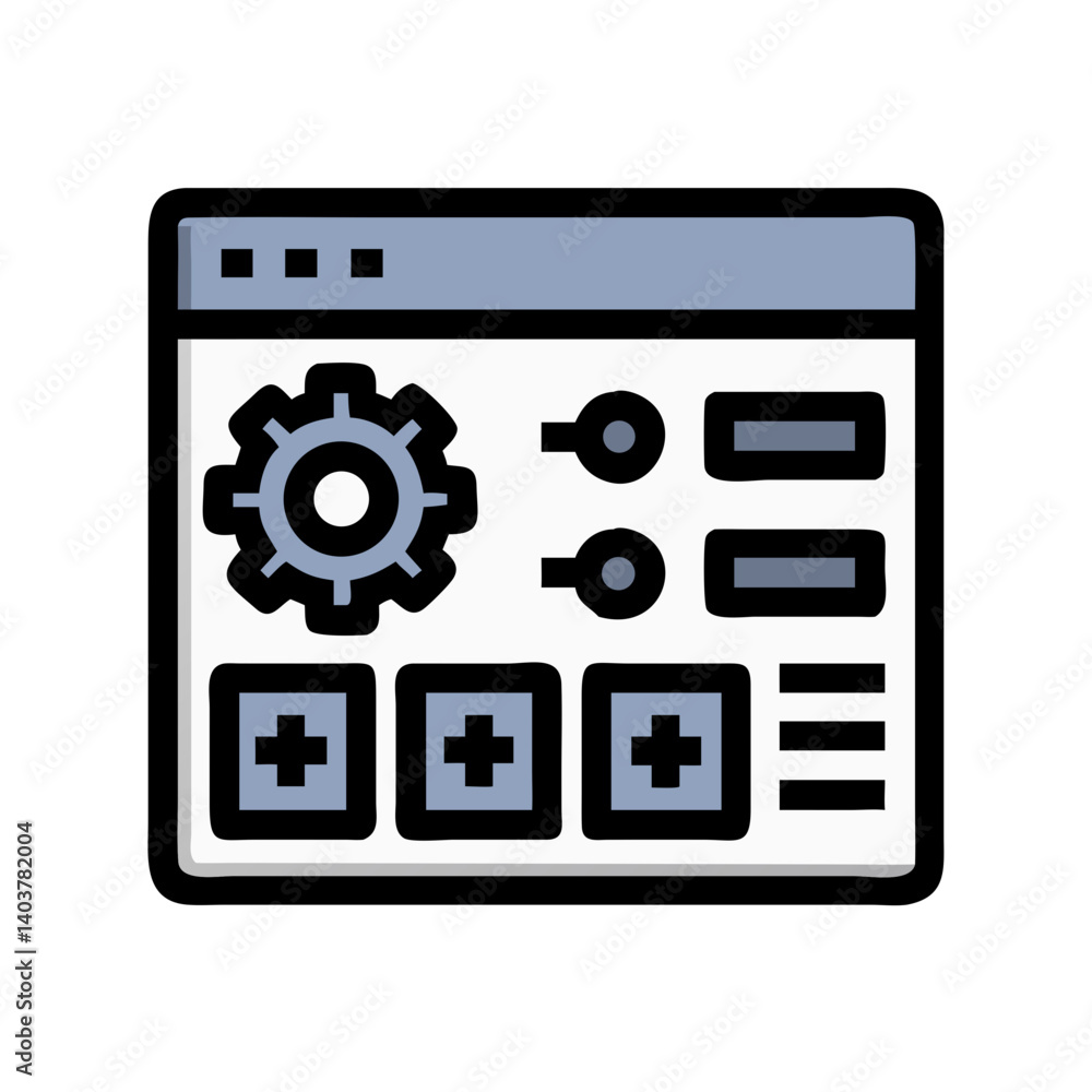 Aufkleber Settings Panel Interface Icon Representing System Configuration and User Preferences