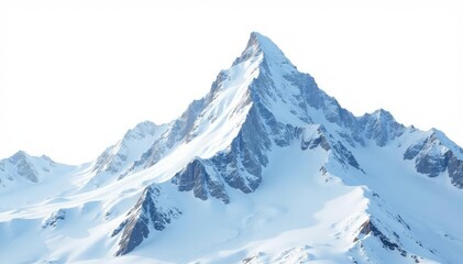 Obraz premium Snow covered mountain peak, pristine white background, alpine, snow mountain