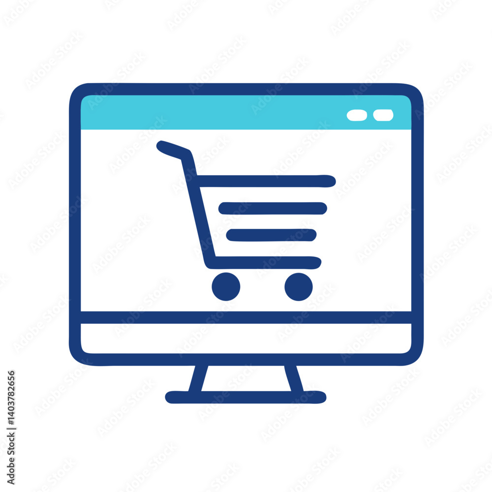 Poster shopping cart icon representing online purchase and e-commerce checkout