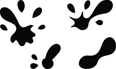 Ink Splash Collection with Transparent Background, Silhouette Shape Stain, Dark Splatter