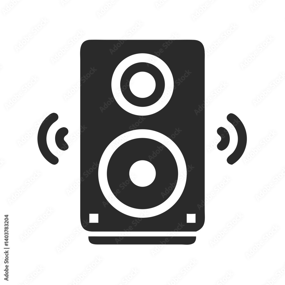 Poster speaker icon representing sound system and music playback