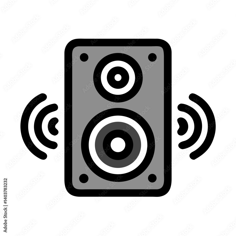 Poster speaker icon representing sound system and music playback