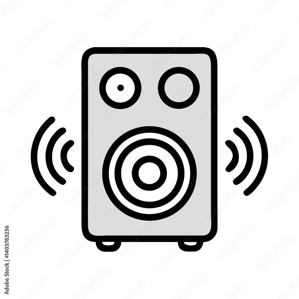 Poster speaker icon representing sound system and music playback