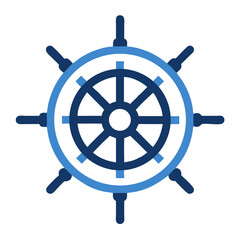 Obraz premium Steering Wheel Icon Representing Nautical Navigation and Maritime Travel